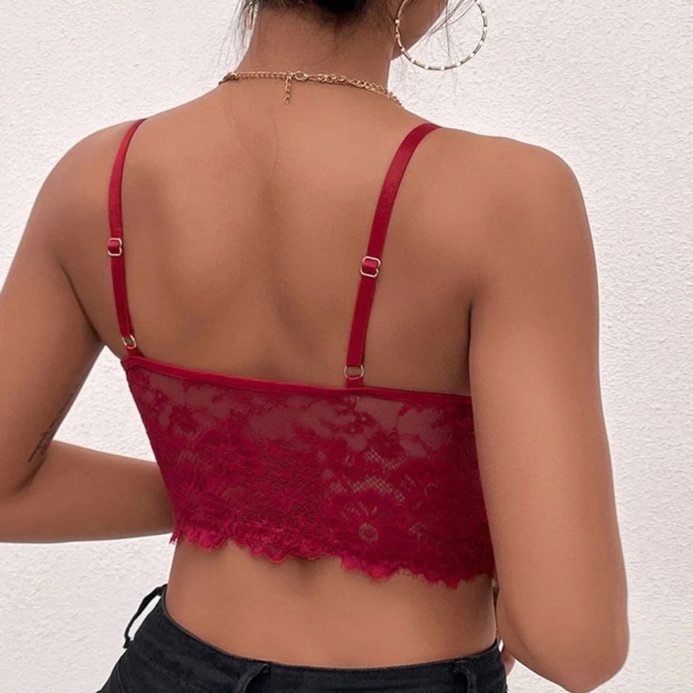SHEIN RED Lace Crop Top - Picture 7 of 7